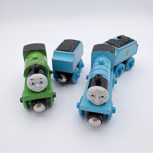 Two Thomas & Friends Wooden Magnetic Engines - Edward and Percy and Two Tenders